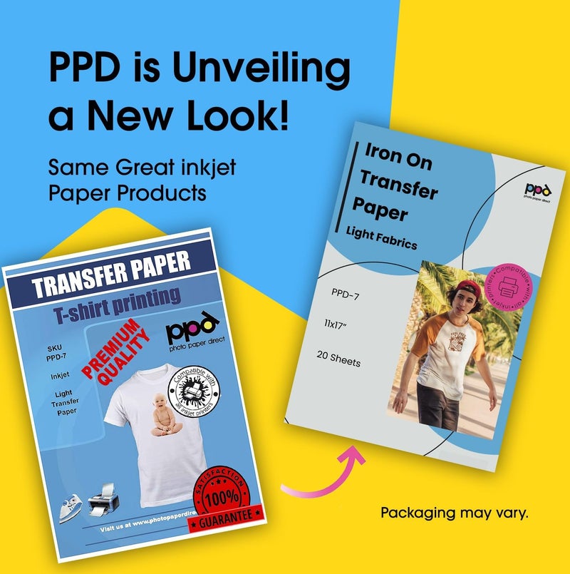 PPD 20 Sheets 11x17" - Inkjet Iron-on Heat Transfer Paper for White & Light Fabric and T-Shirts - Premium - PPD-7-20 - Image 2